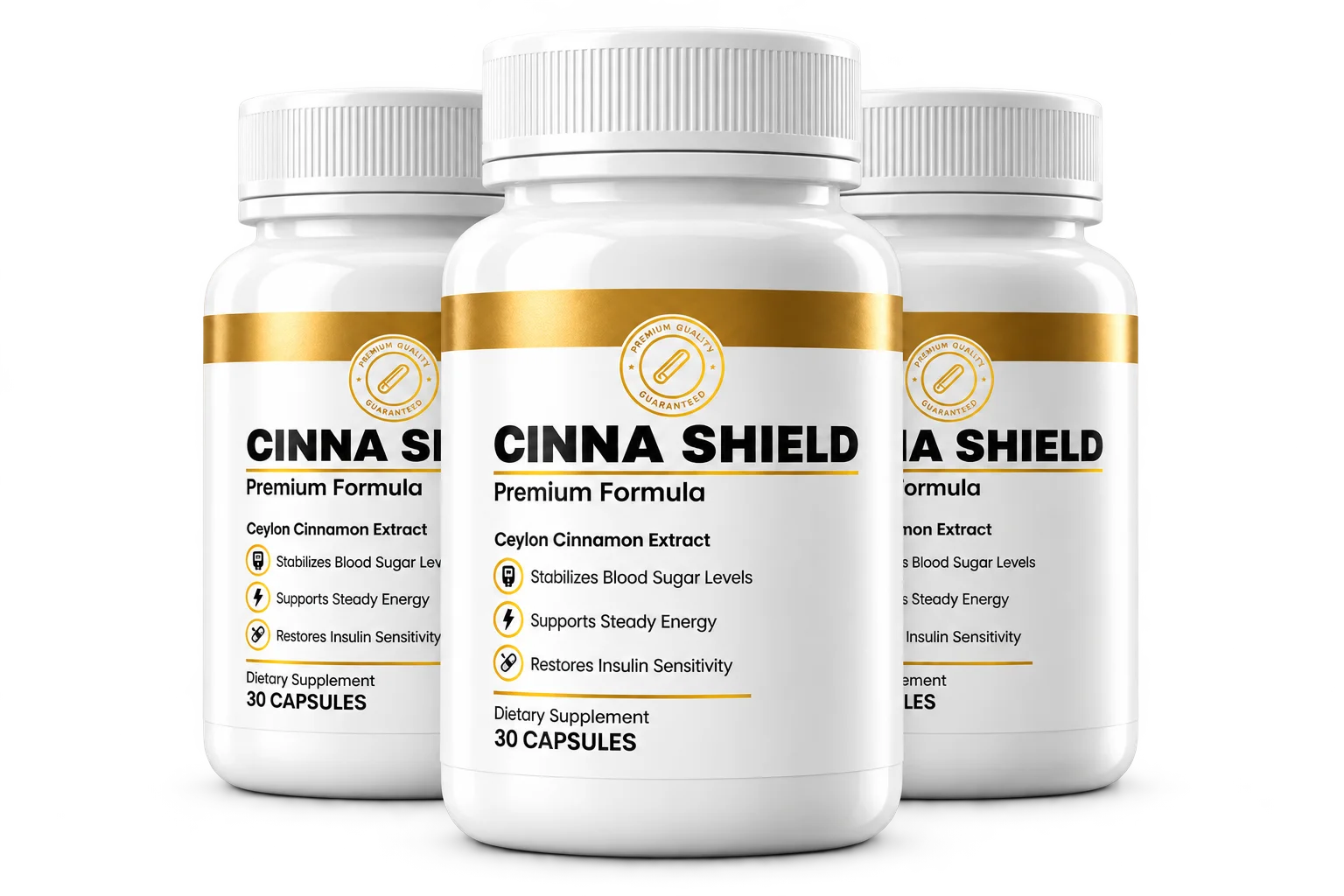 Three Cinna Shield bottles — 30 capsules each